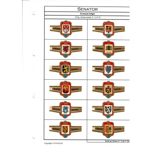 Lot De 50 Bagues De Cigare Senator - Série Ecussons Belges