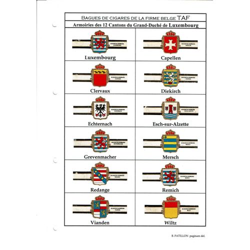 Lot Bagues De Cigare - Taf - Armoiries Des 12 Cantons Du Grand-Duché Du Luxembourg