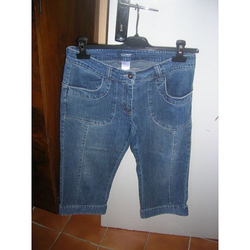 Pantacourt Active Wear Jean Coton 38 Bleu
