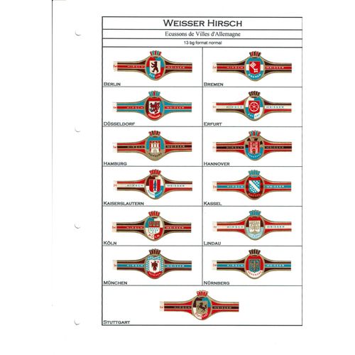 2 Lots De 13 Bagues De Cigare Weisser Hirsch - Ecussons (Blason, Armoiries) De Villes D'allemagne