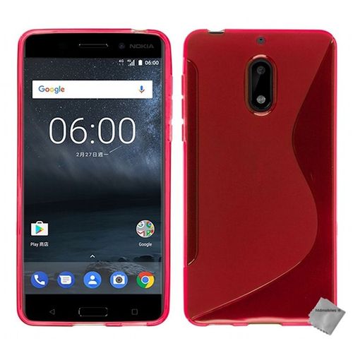 Housse Etui Coque Pochette Silicone Gel Fine Pour Nokia 6 + Film Ecran - Rose
