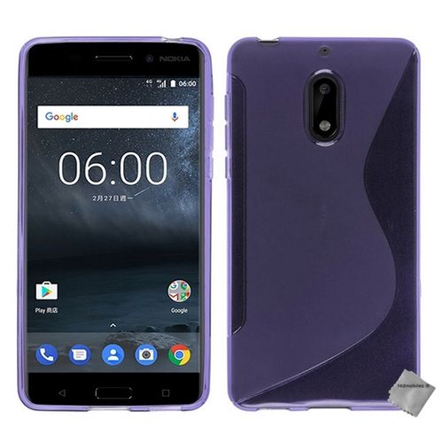 Housse Etui Coque Pochette Silicone Gel Fine Pour Nokia 6 + Film Ecran - Mauve