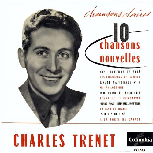 Charles Trenet - Disque Vinyle 33 Tours 25 Cm - Columbia Fs 1053 - "10 Chansons Nouvelles"