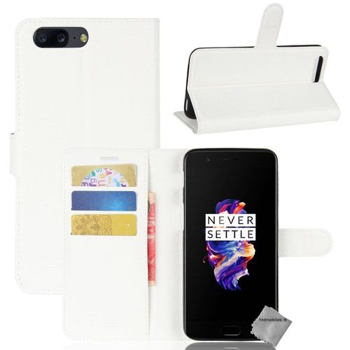 Housse Etui Coque Pochette Portefeuille Pour Oneplus 5 + Film Ecran - Blanc
