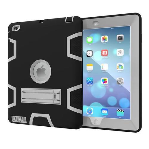 Étui hybride robuste en silicone et PC résistant aux chocs coque arrière avec support stylo pour Apple IPad2 IPad3 IPad4