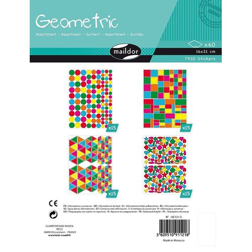 Maildor Etui De 60 Planches 21 X 16 Cm De Gommettes Géometrique Assorties