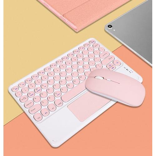 Ensemble clavier et souris sans fil pour iPad Samsung Huawei rond Bluetooth iOS Android Windows tablette téléphone