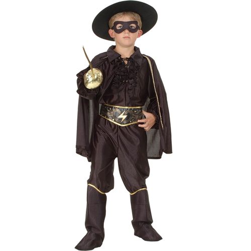 Déguisement Justicier Masqué Noir Garçon - Taille: L 10-12 Ans (130-140 Cm)