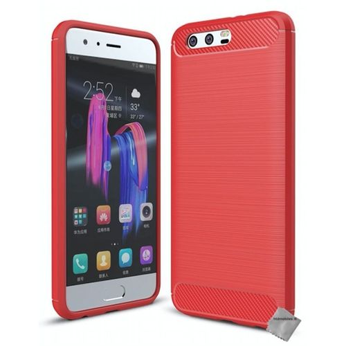 Housse Etui Coque Silicone Gel Carbone Pour Huawei Honor 9 + Verre Trempe - Rouge