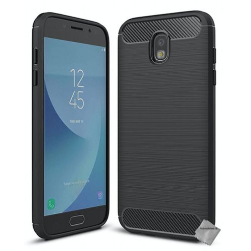 Housse Etui Coque Silicone Gel Carbone Pour Samsung Galaxy J7 (2017) + Film Ecran - Noir