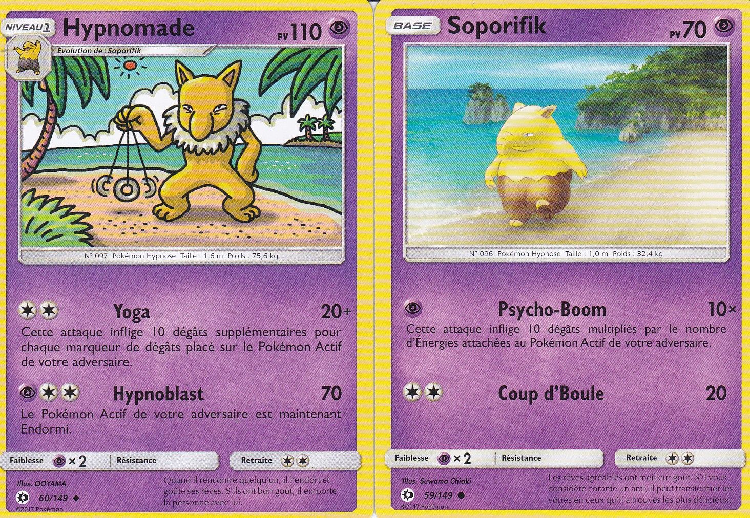 2 Cartes Pokemon - Hypnomade 60/149 110 Pv + Soporifik 59/149 - Soleil Et Lune -