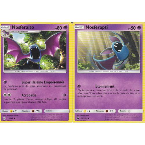 2 Cartes Pokemon - Nosferalto 55/149 + Nosferapti 54/149 - Soleil Et Lune -