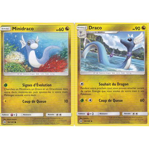 2 Cartes Pokemon - Minidraco 94/149 + Draco 95/149 - Soleil Et Lune -
