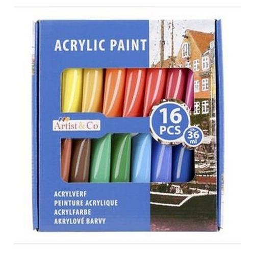 16 Tubes De Peinture Pour Peintre Artiste De 36 Ml Pro Acrylique - 680