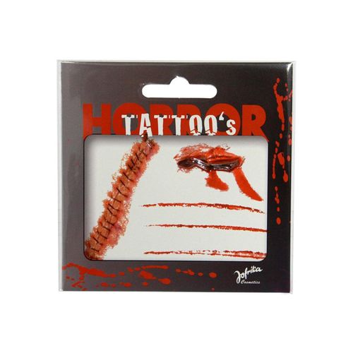 Tatouages Cicatrices Sanglantes Rouge Halloween Taille Unique