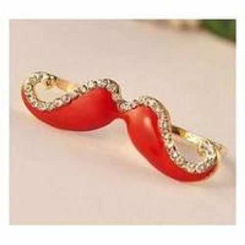 Bague Moustache Double Doigt Couleur Rouge