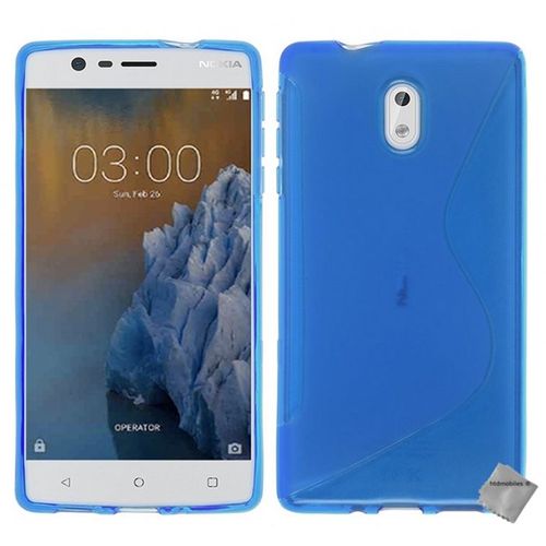 Housse Etui Coque Pochette Silicone Gel Fine Pour Nokia 3 + Film Ecran - Bleu