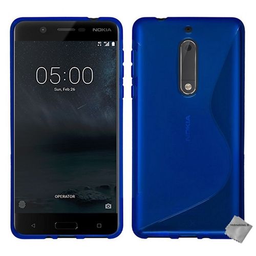 Housse Etui Coque Pochette Silicone Gel Fine Pour Nokia 5 + Film Ecran - Bleu