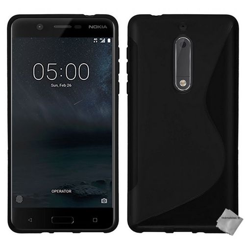 Housse Etui Coque Pochette Silicone Gel Fine Pour Nokia 5 + Verre Trempe - Noir