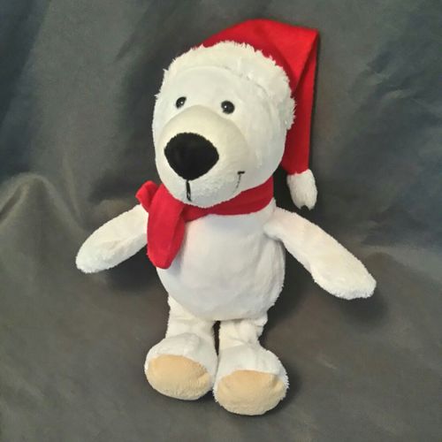 Doudou Ours Blanc Bonnet Echarpe Rouge Kinder