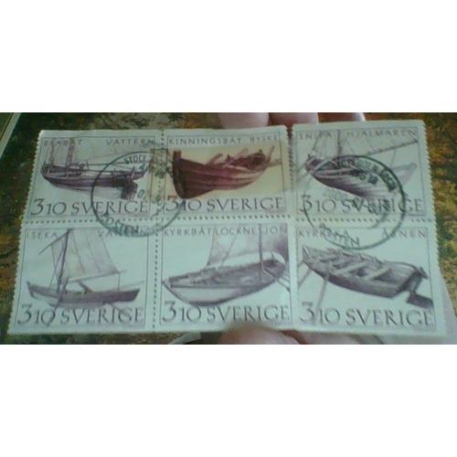 6 Timbres Suedois Differents 1988. Theme Boat