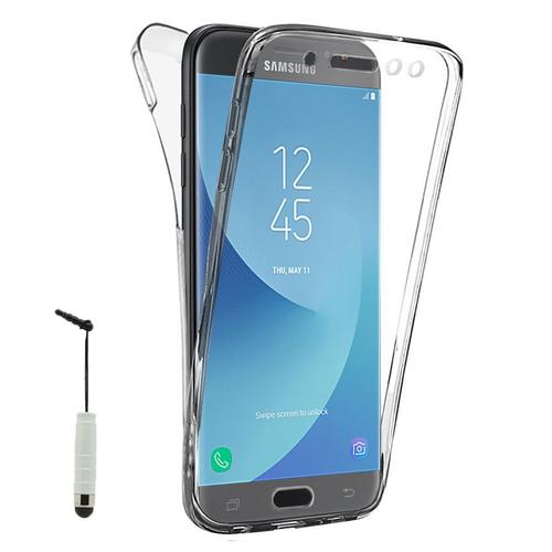 Coque Avant Et Arrière Silicone Pour Samsung Galaxy J5 Pro (2017) J530y/Ds 360° Protection Intégrale - Transparent + Mini Stylet