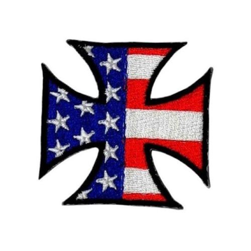Patch Croix Malte Drapeau Usa Ecusson Rock Roll Biker Moto