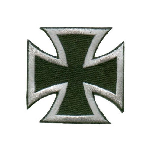 Patch Croix De Malte Noir Argent Ecusson Rock Roll Biker