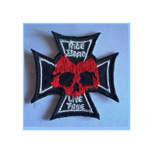 Patch Croix De Malte Et Crane Ride Free Live Free Ecusson