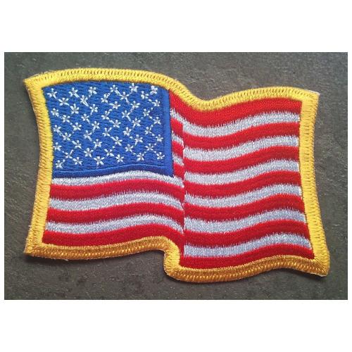 Patch Drapeau Usa Plissé Ecusson Americain Rock Roll Biker