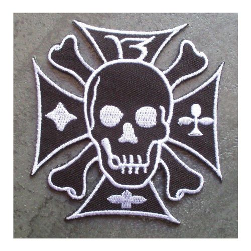 Patch Crane Sur Une Croix De Malte Noir 13 Ecusson Rock Roll
