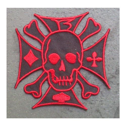 Patch Crane Sur Une Croix De Malte Noir Et Rouge Ecusson