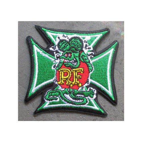 Patch Rat Fink Et Croix Malte Verte Ecusson Thermocollant