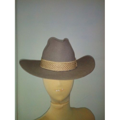 Chapeau Feutre Type "Cowboy" Taille55 Couleur Gris Clair