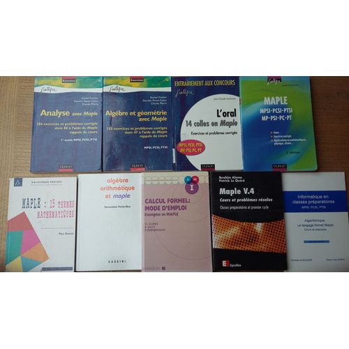 Lot De 9 Livres Maple. Algorithmique, Algèbre, Analyse, Arithmétique.