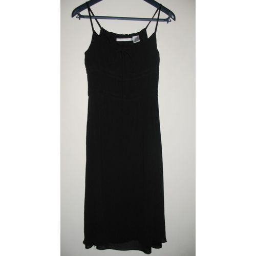 Robe Noire En Crêpe De Soie Doublée Fines Bretelles Taille 34