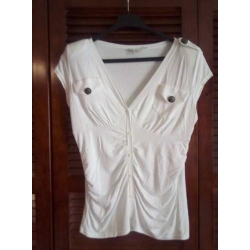 T-Shirt Blanc À Épaulettes Taille 38