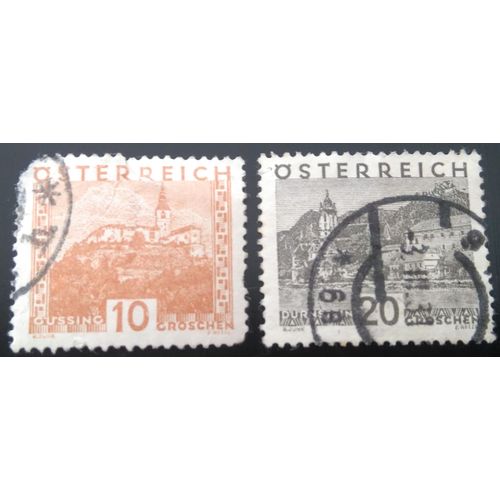 Lot 2 Timbres Autriche - Archi-Bat-Châteaux -1929 Landscapes