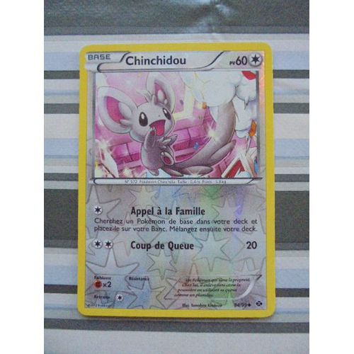 Carte Pokémon Chinchidou Holo Reverse 84/99 Noir & Blanc Destinees Futures Neuf