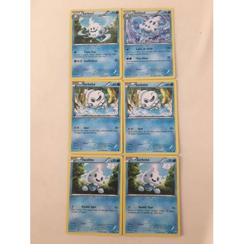 Sorboul 70pv (44/162) + Sorboul 70pv (34/108) + 2x Sorbébé 60pv (27/116) + Sorbébé 50pv (33/108) + Vanillite 50hp (33/108) Pokemon