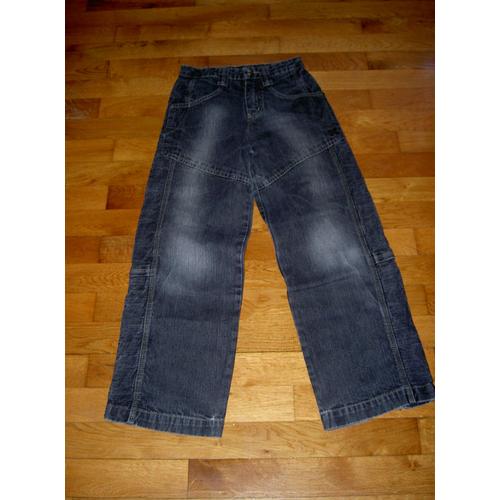 Pantalon Type Jean Coupe Droite Large Noir Aspect Vieilli Oxbow Taille 10 Ans