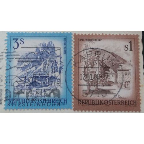 Lot 2 Timbres Autriche - Architecture/Bâtiments - 1975 Landscapes Of Austria