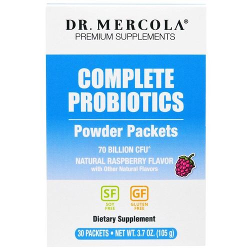 Complete Probiotics Powder Packets Natural Raspberry Flavor, 30 Packets (3.5 G Each) - Dr. Mercola 