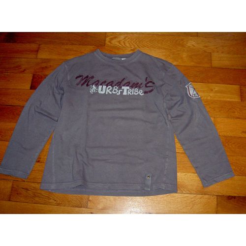 T-Shirt Tee Shirt Manches Longues Col Rond Gris Foncé Motif Macadam's Urbs Tribe Kiabi Kids Taille 10 Ans