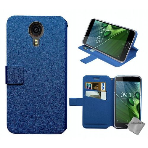 Housse Etui Coque Pochette Portefeuille Pour Acer Liquid Z6 Plus + Verre Trempe - Bleu