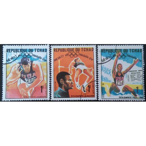 Lot 3 Timbres Tchad - Jeux Olympiques - 1969 "World Solidarity" - Gold Medal Winners, Mexico Olympics