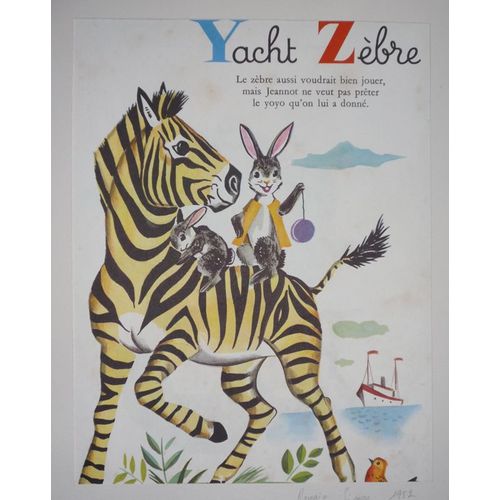 Illustration De Romain Simon : Yacht, Zèbre (Mon Grand Alphabet)