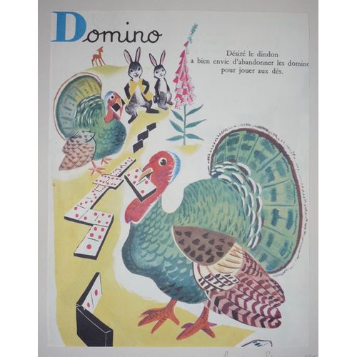 Illustration De Romain Simon : Domino, Dindon (Mon Grand Alphabet)