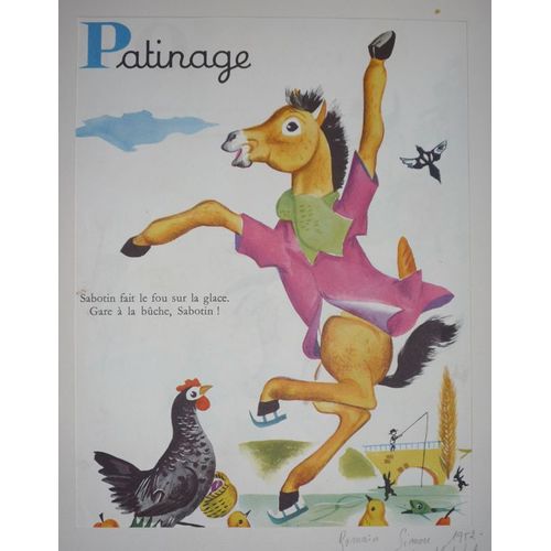 Illustration De Romain Simon : Patinage (Mon Grand Alphabet)