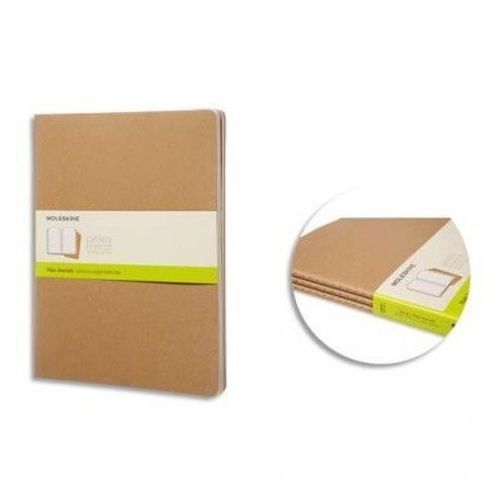 Moleskine Lot De 3 Cahiers 120 Pages Lignées Très Grand Format 19 X 25 Cm. Couverture Souple Kraft